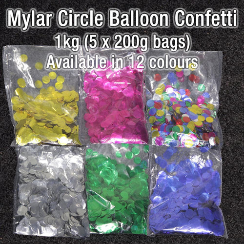 Mylar Circle Balloon Confetti 1kg (5 x 200g bags) - 13 Colour Choices